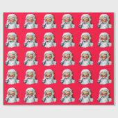 Süßer Retro-Weihnachtsmann Geschenkpapier (Flach)