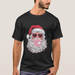 Süßer Retro-Weihnachtsmann Weihnachten bläst Blase T-Shirt