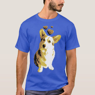 Süßer Retro-Welsh-Corgi-Hund mit Herzen Vintage-82 T-Shirt