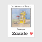 Süßer Rettungsturm, Clearwater Beach Florida Aufkleber (Blatt)
