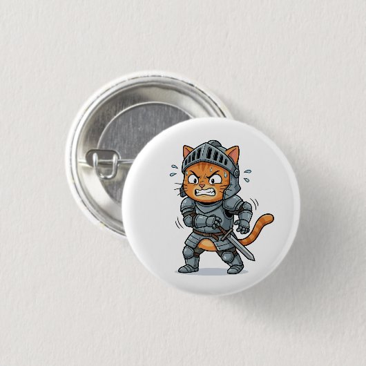 Süßer Ritterkatzen-Button Button (Vorne & Hinten)