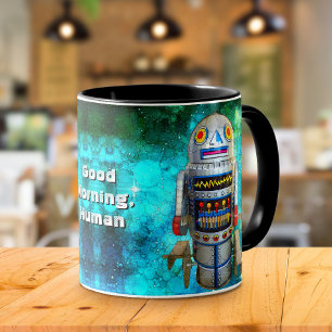 Süßer Robot Retro Vintage Cool Guten Morgen Mensch Tasse
