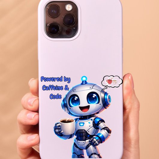 Süßer Roboter angetrieben von Koffein & Code iPhone Hülle