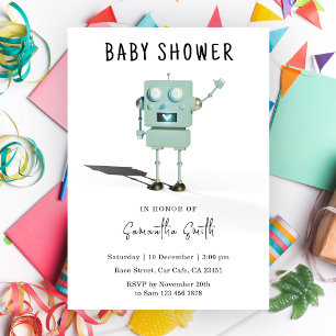 Süßer Roboter-Baby-Shower Einladung