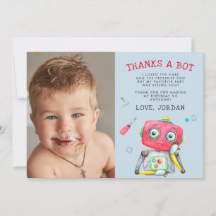 Süßer Roboter   Flache Dankeschön-Postkarte Dankeskarte