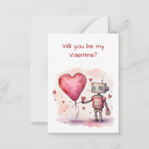 Süßer Roboter Valentinstag für Kinder Flachkarte Mitteilungskarte