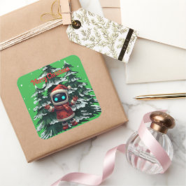 süßer Roboter-Weihnachts-Feiertags-Aufkleber Quadratischer Aufkleber