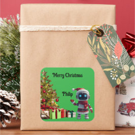 süßer Roboter-Weihnachts-Feiertags-Aufkleber Quadratischer Aufkleber