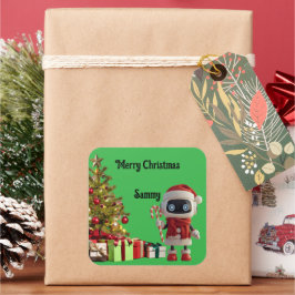 süßer Roboter-Weihnachts-Feiertags-Aufkleber Quadratischer Aufkleber