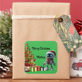 süßer Roboter-Weihnachts-Feiertags-Aufkleber Quadratischer Aufkleber