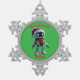 süßer Roboter-Weihnachts-Schneeflocken-Bilderrahme Schneeflocken Zinn-Ornament