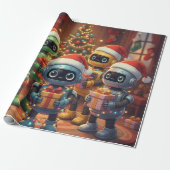 Süßer Roboter Weihnachtsfeiertag Geschenkpapier (Ungerollt)