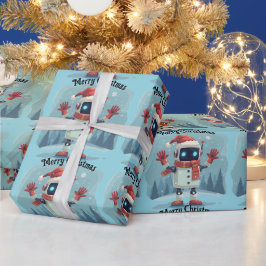 süßer Roboter Weihnachtsfeiertag Tech Geschenkpapi Geschenkpapier