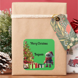 süßer Roboter-Weihnachtsfeiertags-Aufkleber Quadratischer Aufkleber