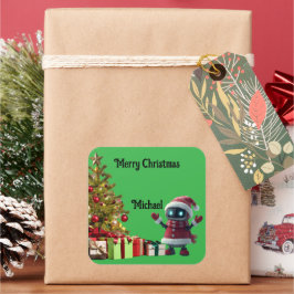 süßer Roboter-Weihnachtsfeiertags-Aufkleber Quadratischer Aufkleber
