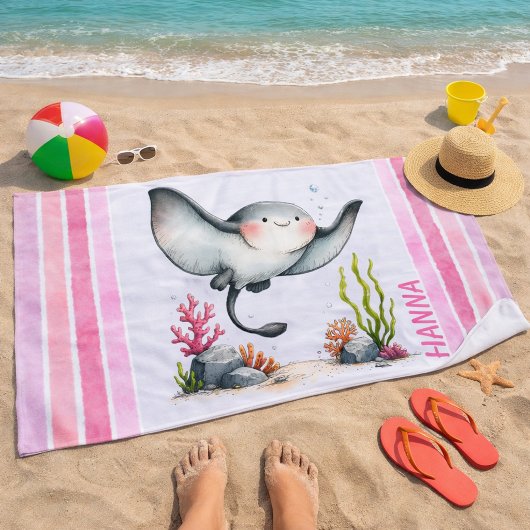 Süßer Rochen Unterwasser Kinder Strand Design Strandtuch