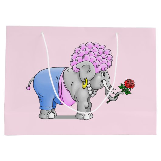 Süßer romantischer Elefant Große Geschenktüte (Rückseite)