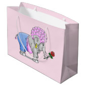 Süßer romantischer Elefant Große Geschenktüte (Rückseite Schrägansicht)