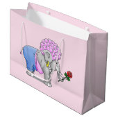 Süßer romantischer Elefant Große Geschenktüte (Vorderseite Schrägansicht)