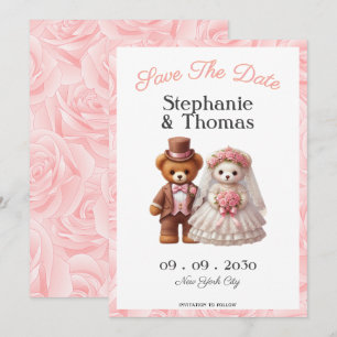Süßer romantischer Teddybär Bräutigam und Braut Ho Save The Date