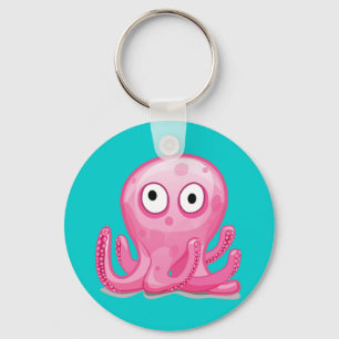süßer rosa alberner Oktopus Schlüsselanhänger