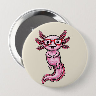 Süßer Rosa Axolotl Anstecker - Lustige Brille rote Button