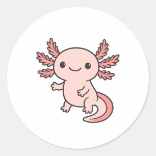 Süßer Rosa Axolotl-Cartoon – Adorable Kawaii Salam Runder Aufkleber
