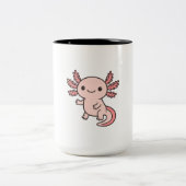 Süßer rosa Axolotl-Cartoon – Adorable Kawaii Salam Zweifarbige Tasse (Mittel)