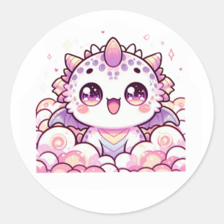 Süßer Rosa Axolotl-Drache Fantasy-Aufkleber Runder Aufkleber