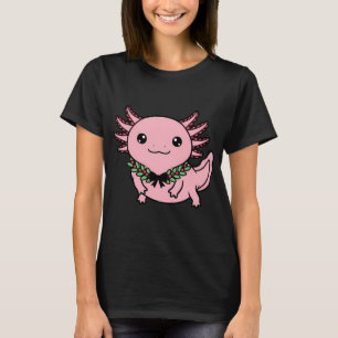 Süßer Rosa Axolotl mit festlichem Weihnachtskranz T-Shirt