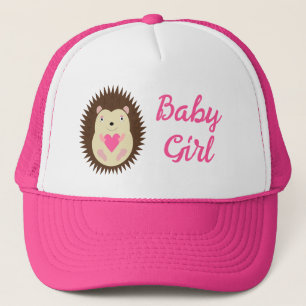 Süßer rosa Baby-Mädchen-Igel Geschlechtsenthüllung Truckerkappe
