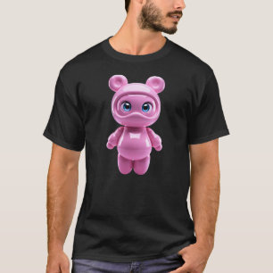 Süßer rosa Bär-Astronaut glänzende Figur T-Shirt