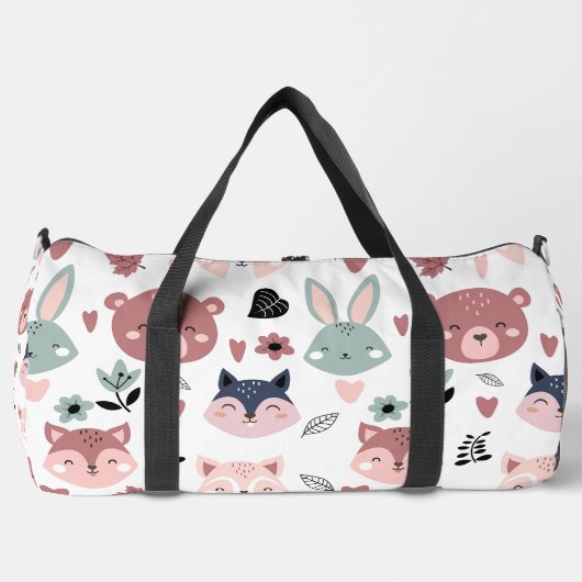 Süßer Rosa Bär Fuchs und Hase Wald Duffle Bag (Vorderseite)