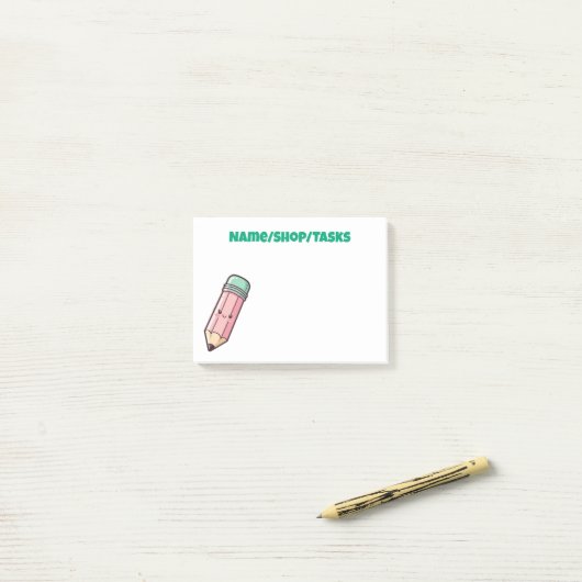 Süßer Rosa Bleistift Post-it Klebezettel (Auf Schreibtisch)