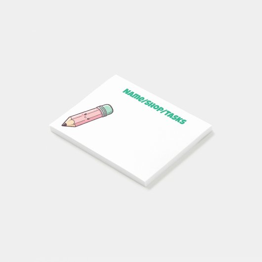 Süßer Rosa Bleistift Post-it Klebezettel (angewinkelt)