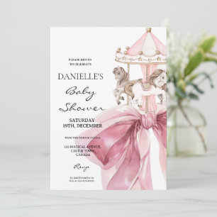 Süßer rosa Bogen ⎮Karussell Mädchen Baby-Party Einladung