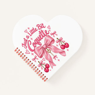 Süßer Rosa Charme-Bogen Kirsche Feminine Ästhetik Notizblock