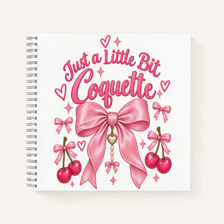 Süßer Rosa Charme-Bogen Kirsche Feminine Ästhetik Notizblock