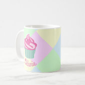 Süßer Rosa Cupcake Pastellfarben Personalisiert Kaffeetasse (Vorderseite Links)