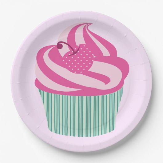 Süßer rosa Cupcake Pastellrosa Pappteller (Vorderseite)