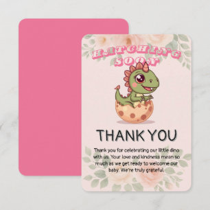 Süßer Rosa Dino schlüpft bald Dankeskarte
