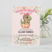 Süßer Rosa Dino schlüpft bald Einladung (Stehend Vorderseite)