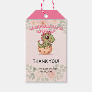 Süßer Rosa Dino schlüpft bald Geschenkanhänger