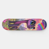 Süßer Rosa Dinosaurier Kinder Fantasy Kunst Skateboard (Horizontal)