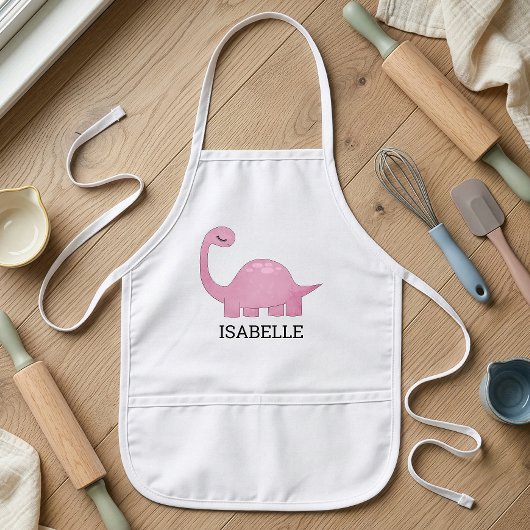 Süßer Rosa Dinosaurier Personalisiert Kinderschürze
