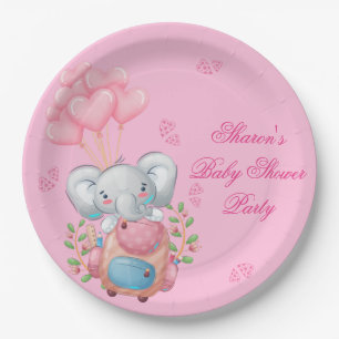 Süßer Rosa Elefant Pappteller