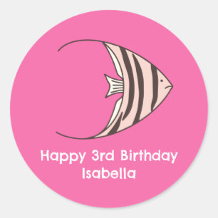Süßer rosa Fisch Alles Gute zum Geburtstag Runder Aufkleber
