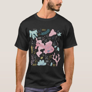 Süßer Rosa Fisch Unterwasser-Gekritzel T-Shirt