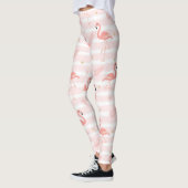Süßer Rosa Flamingo Nahtloses Muster Leggings (Links)