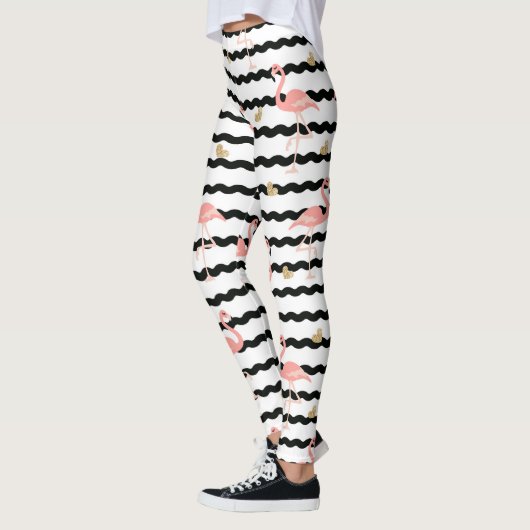 Süßer Rosa Flamingo Nahtloses Muster Leggings (Links)